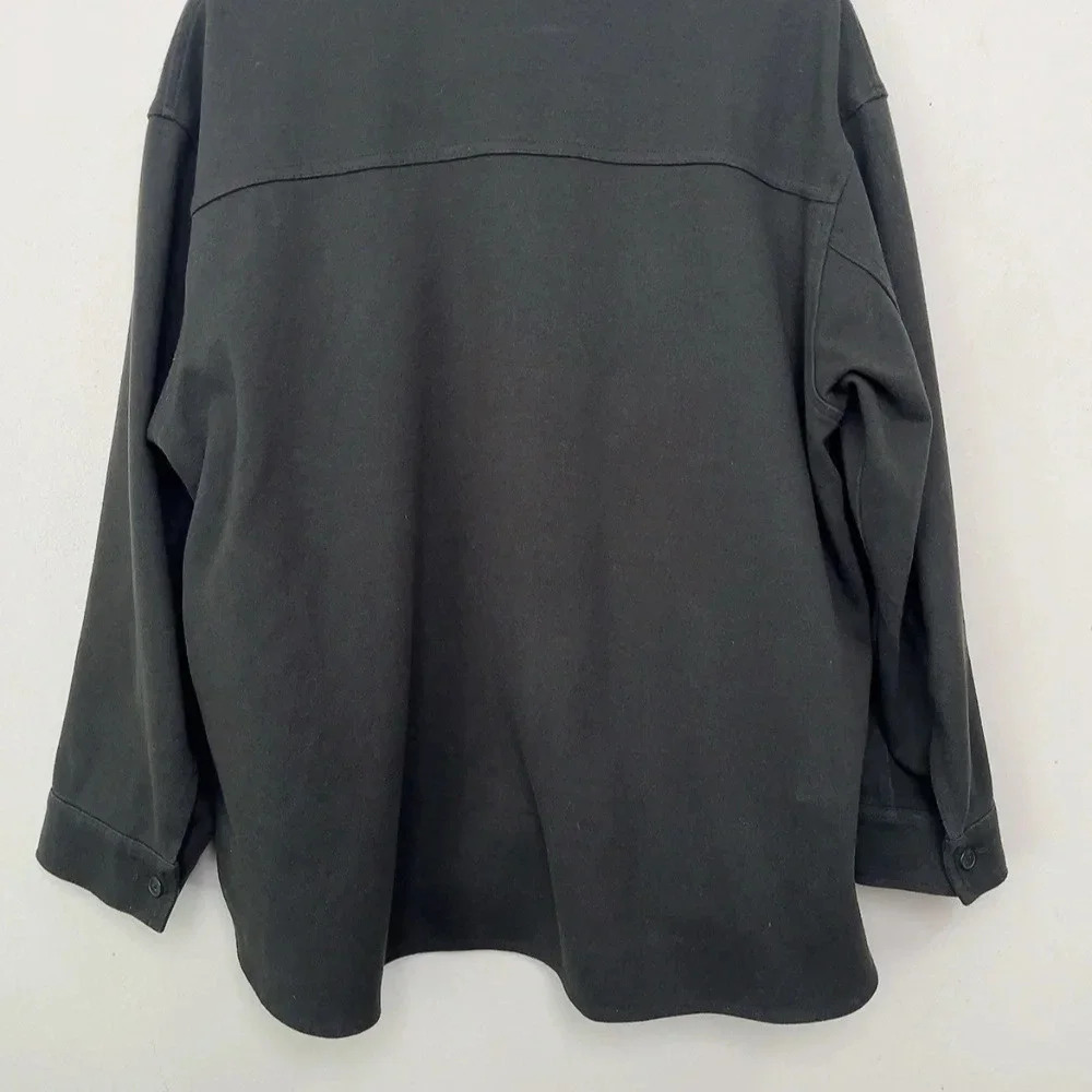 Uniqlo Womens Medium Dark Olive Brush Jersey Button Oversized Shirt - Picture 14 of 15